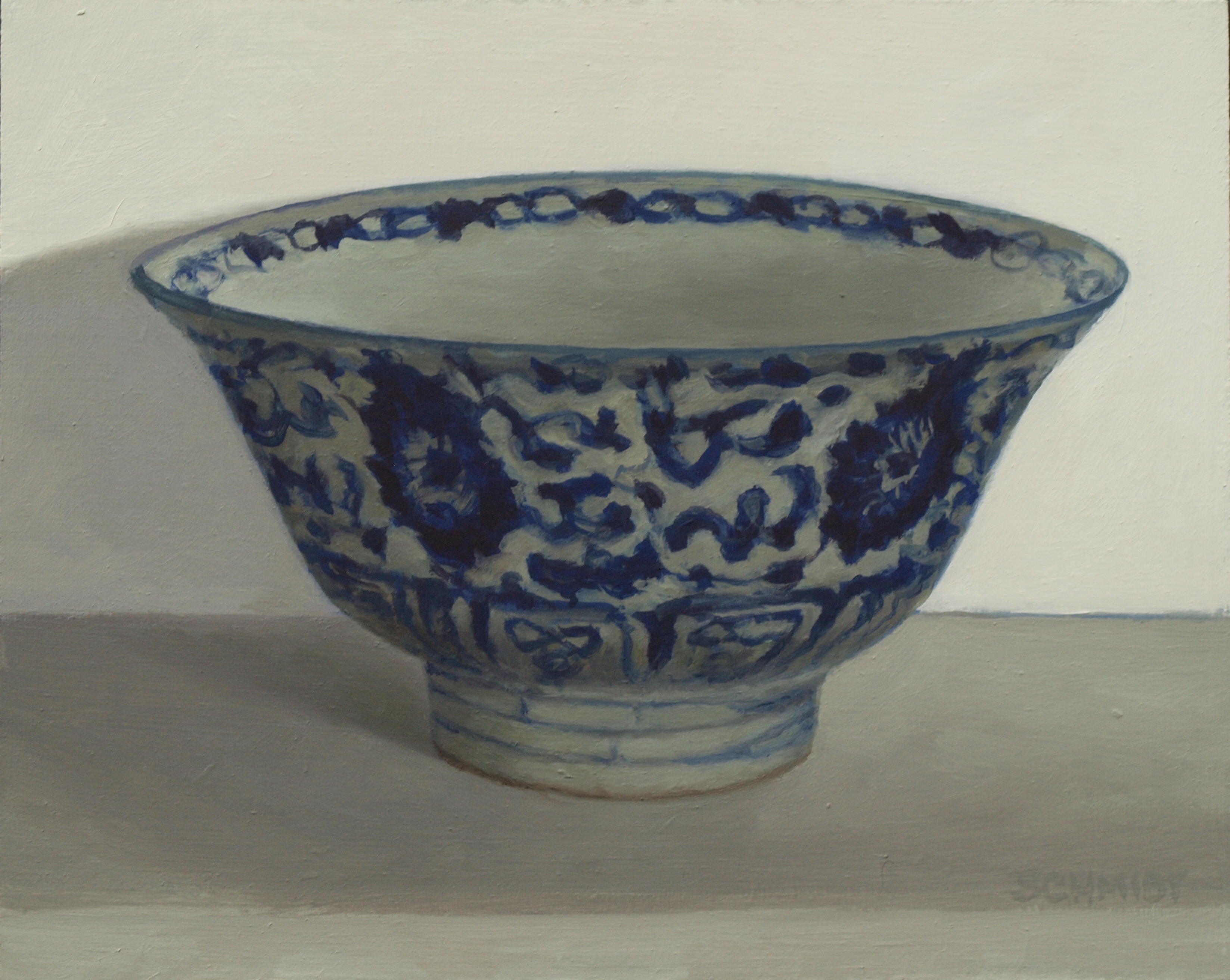 Bali bowl, blue and beige with white background